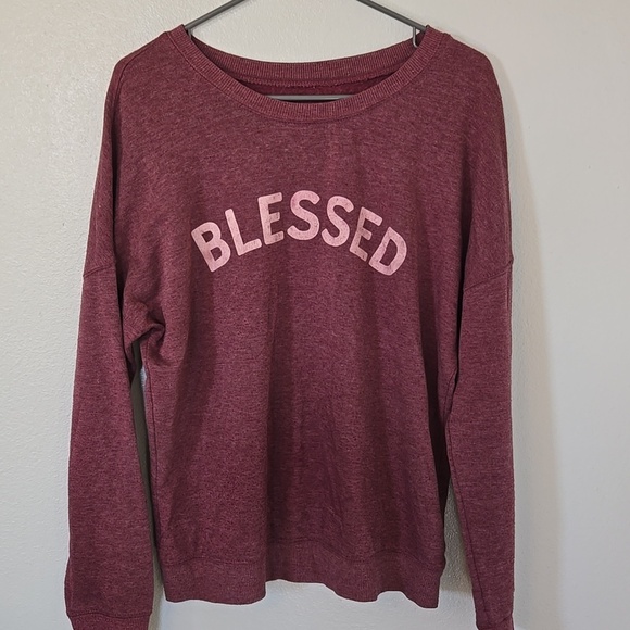 "Blessed" Maroon Sweatshirt Size Large - Picture 2 of 5